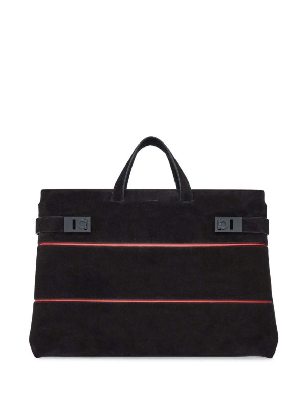 Ferragamo Gancini-plaque suede tote bag