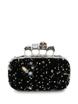 Alexander McQueen Skull Four Ring crystal-embellished clutch bag