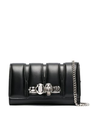 Alexander McQueen skull ring-hardware clutch bag