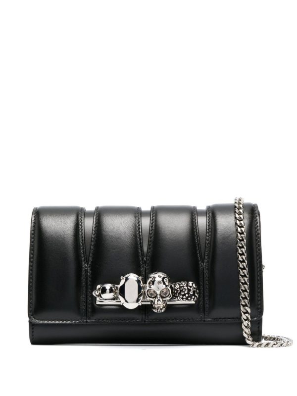 Alexander McQueen skull ring-hardware clutch bag