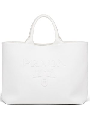 Prada embroidered-logo tote bag