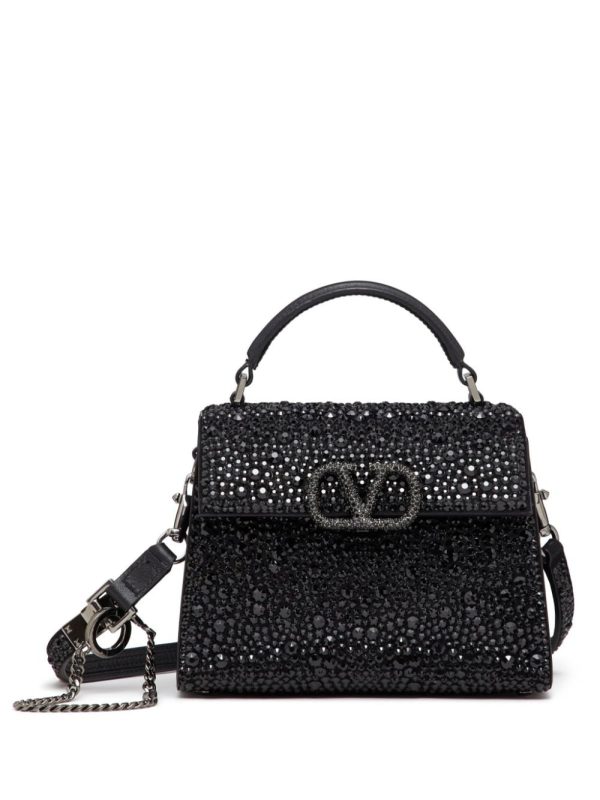 Valentino Garavani VSling crystal-embellished leather tote bag