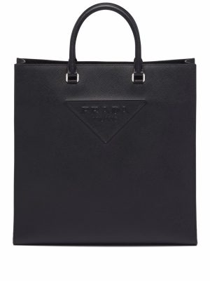 Prada logo-embossed Saffiano leather tote