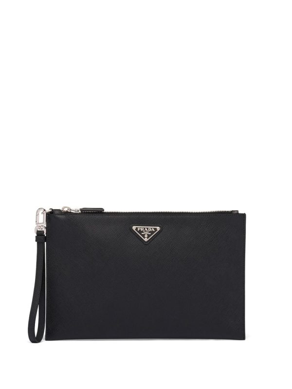 Prada logo plaque clutch