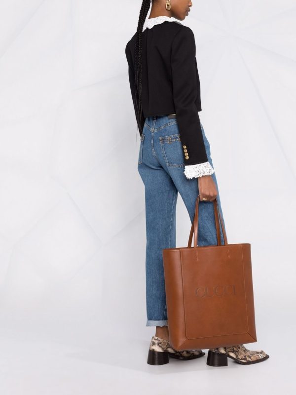 Gucci debossed leather tote - Image 2