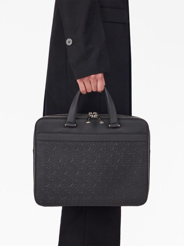 Ferragamo monogram-embossed leather briefcase - Image 2