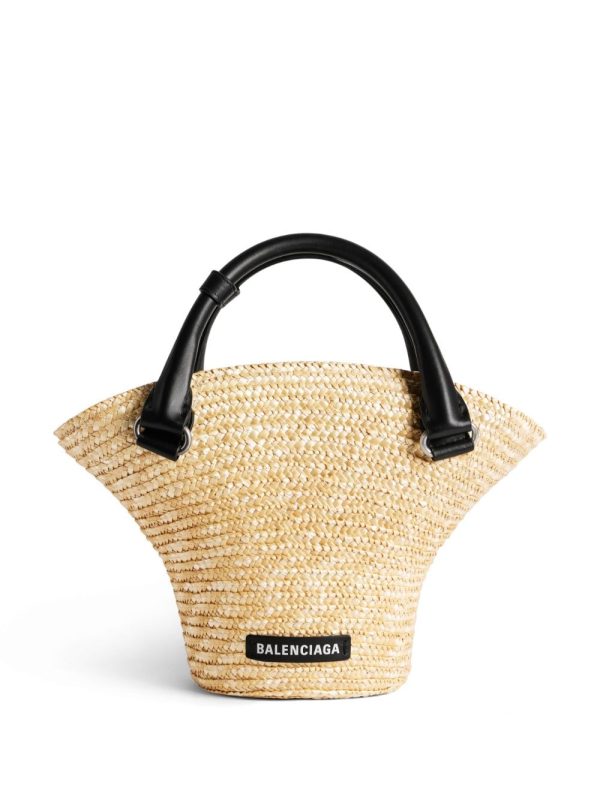 Balenciaga mini braided-raffia tote bag - Image 2
