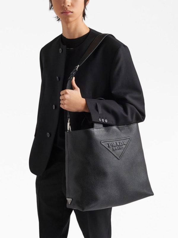 Prada logo-embossed leather tote bag - Image 2