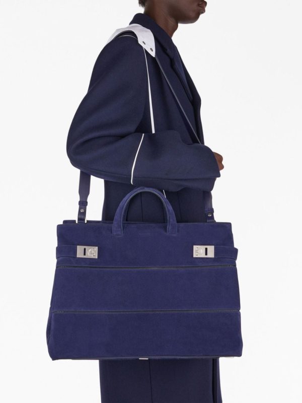 Ferragamo Gancini-plaque suede tote bag - Image 2