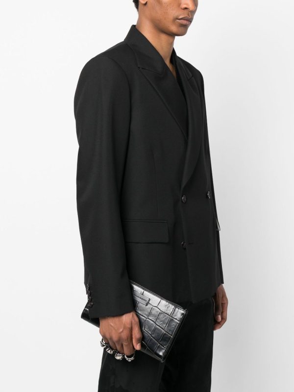 Alexander McQueen Four Ring crocodile-effect clutch - Image 5