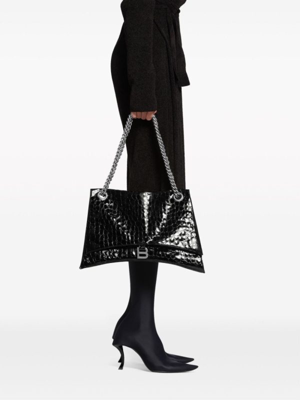 Balenciaga large Crush crocodile-effect shoulder bag - Image 2