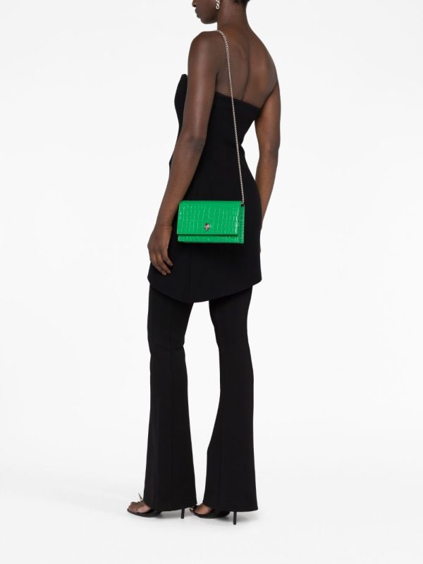 Alexander McQueen small Skull crocodile-embossed clutch - Image 2