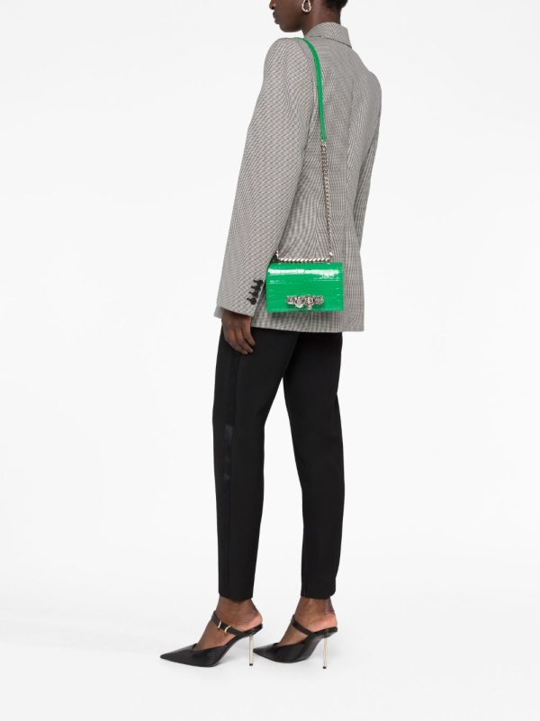 Alexander McQueen Jewelled crocodile-embossed shoulder bag - Image 6