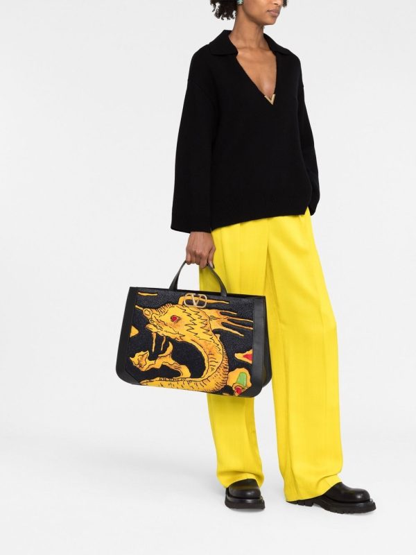 Valentino Garavani Drago Re-Edition VLogo embroidered tote bag - Image 2