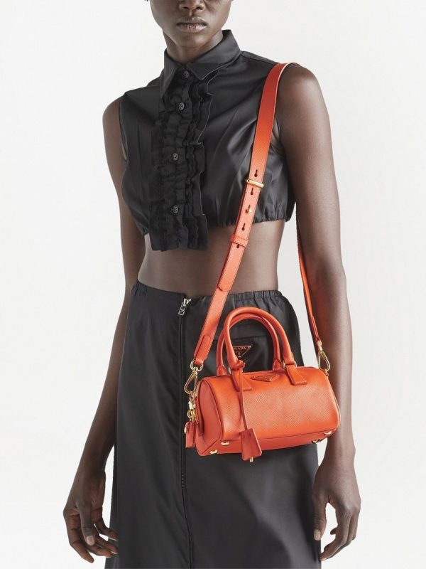 Prada triangle-plaque leather mini bag - Image 2
