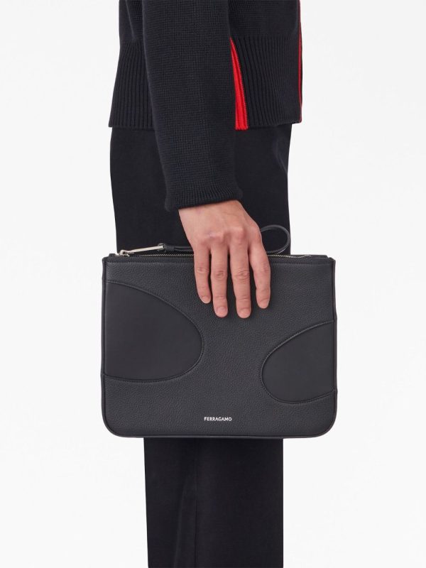 Ferragamo cut-out detailing leather clutch bag - Image 2