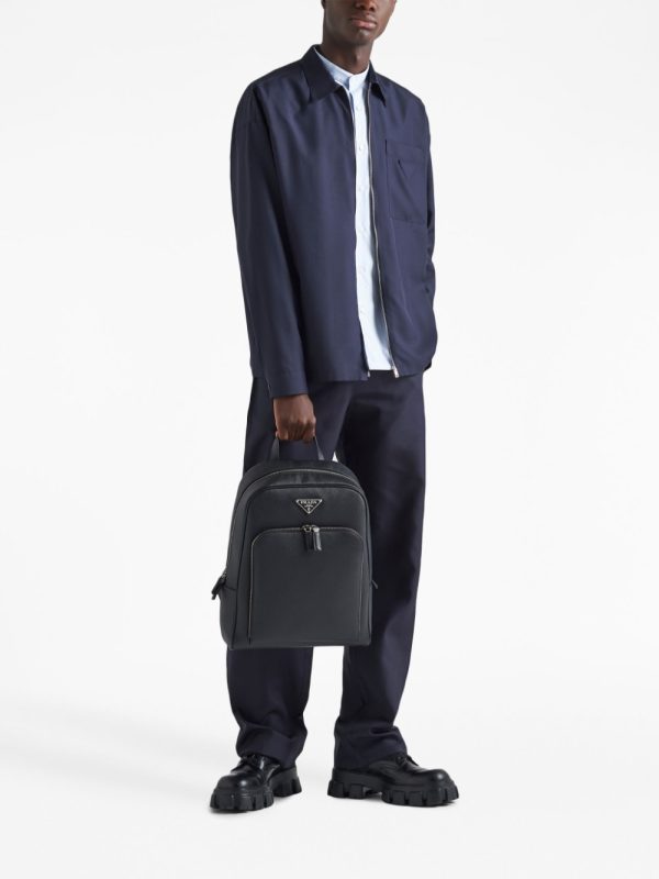 Prada Saffiano-leather triangle-logo backpack - Image 2