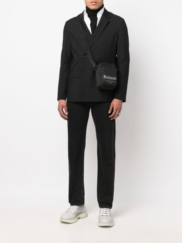 Alexander McQueen graffiti logo-print messenger bag - Image 5