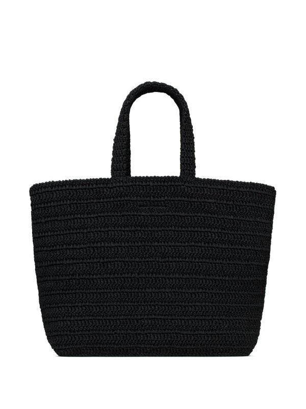 Saint Laurent Rive Gauche embroidered raffia tote bag - Image 2