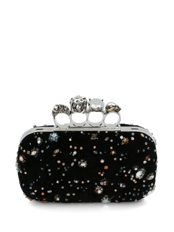 Alexander McQueen Skull Four Ring crystal-embellished clutch bag - Image 2
