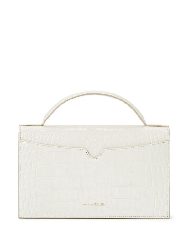 Alexander McQueen medium Skull croc-embossed shoulder bag - Image 2