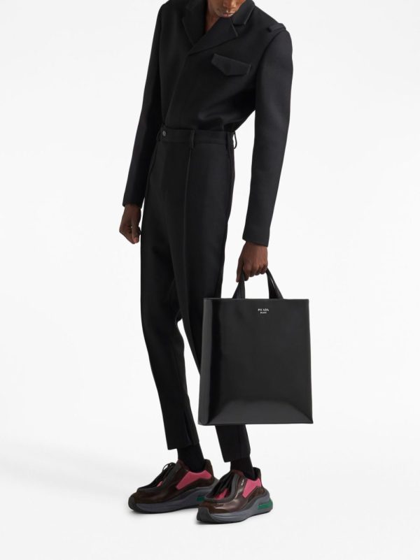 Prada logo-stamp leather tote bag - Image 2
