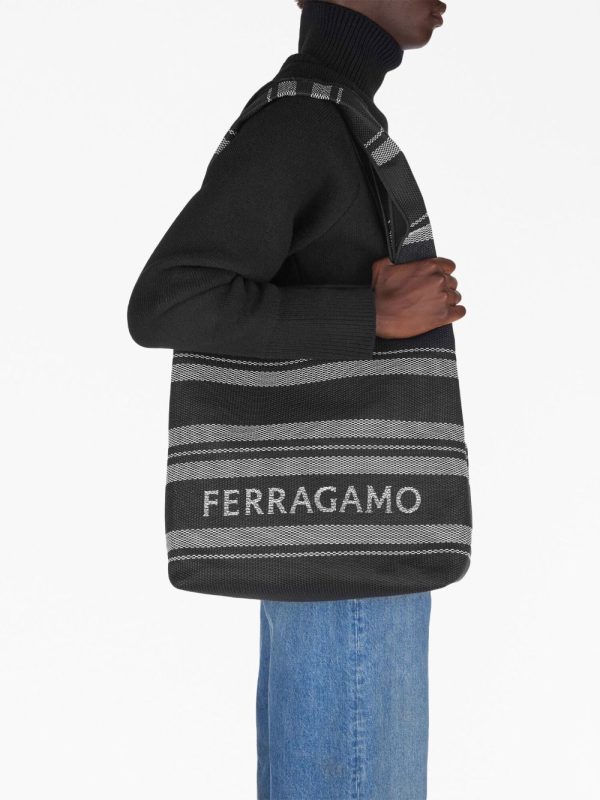 Ferragamo logo-print braided tote bag - Image 2