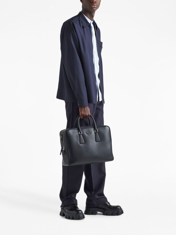 Prada triangle-logo Saffiano leather briefcase - Image 2