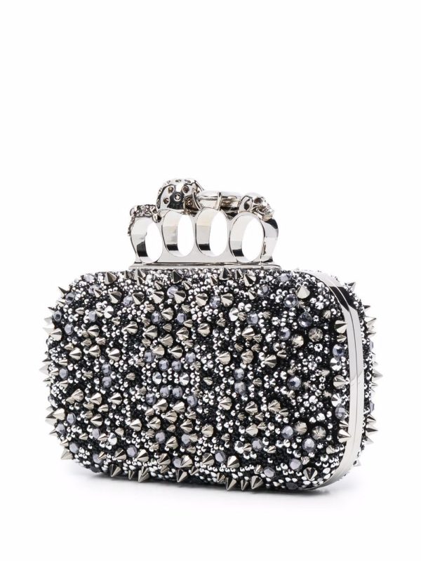 Alexander McQueen four-ring skull studded clutch - Image 4