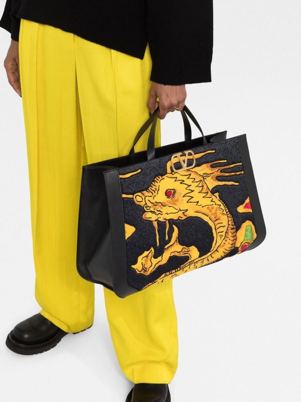 Valentino Garavani Drago Re-Edition VLogo embroidered tote bag - Image 3