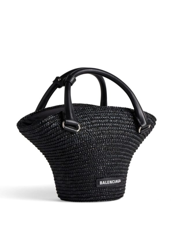 Balenciaga braided-raffia mini tote bag - Image 3