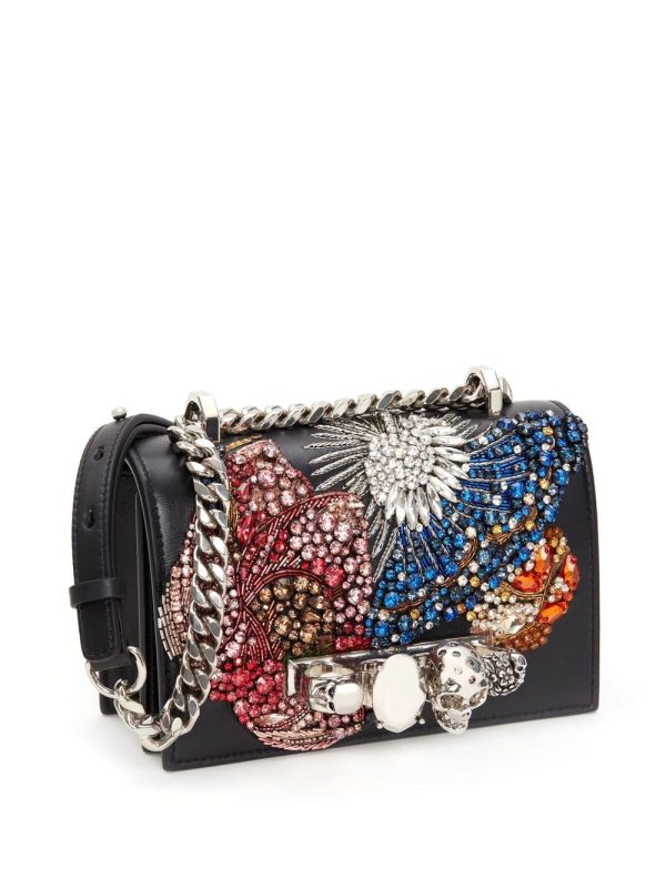 Alexander McQueen crystal-embellished leather mini bag - Image 4
