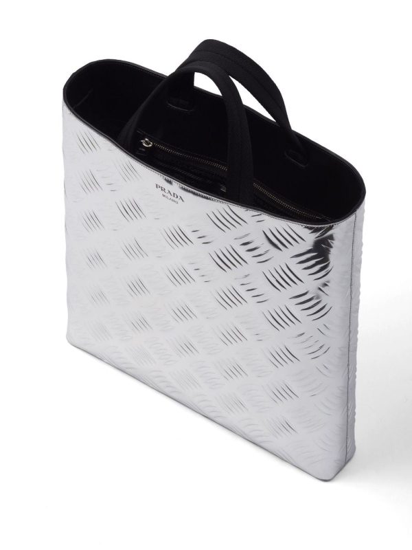 Prada textured metallic leather tote bag - Image 3