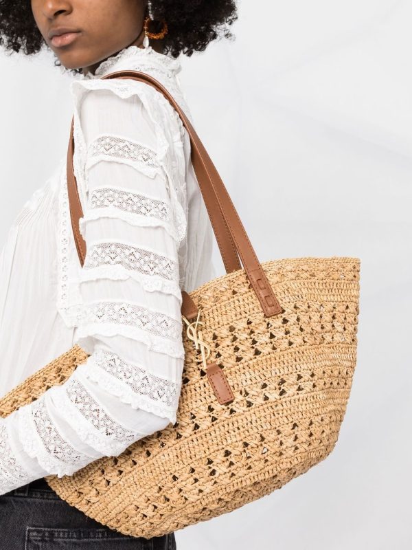 Saint Laurent Pannier straw tote bag - Image 4