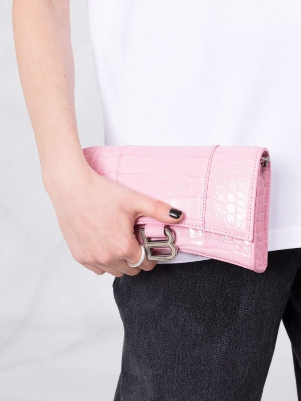 Balenciaga Hourglass crocodile-embossed chain wallet - Image 3