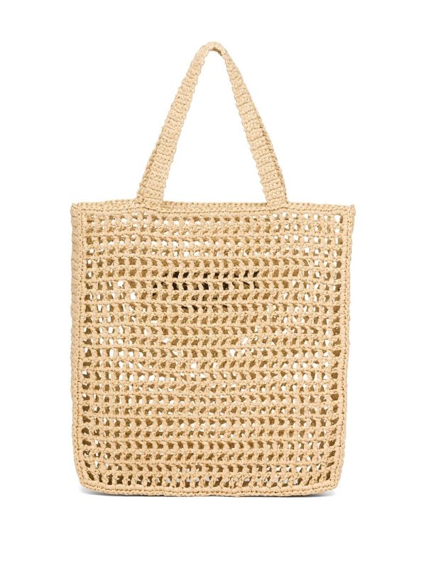 Prada woven-logo raffia tote bag - Image 3
