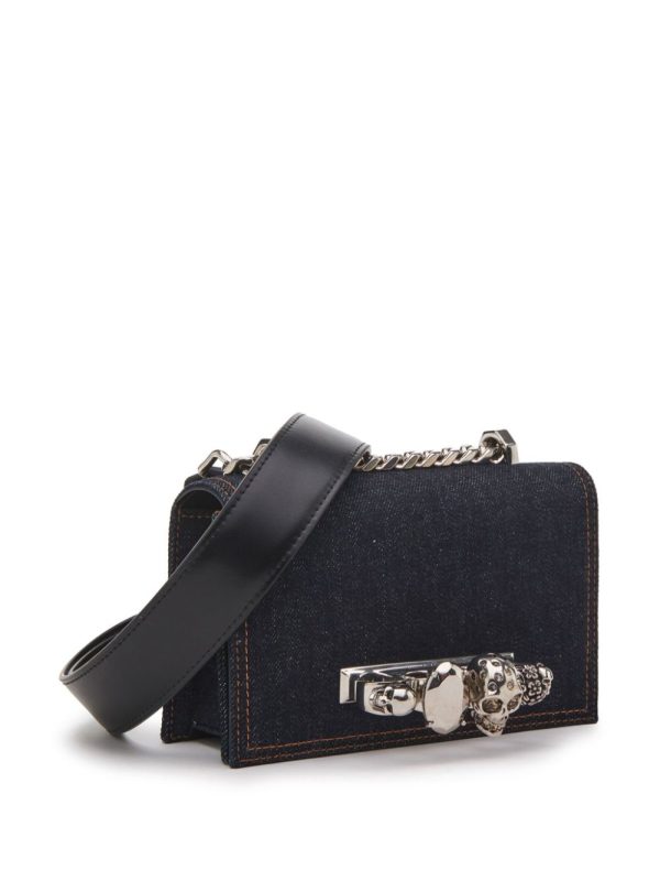 Alexander McQueen Mini Jewelled denim satchel bag - Image 3