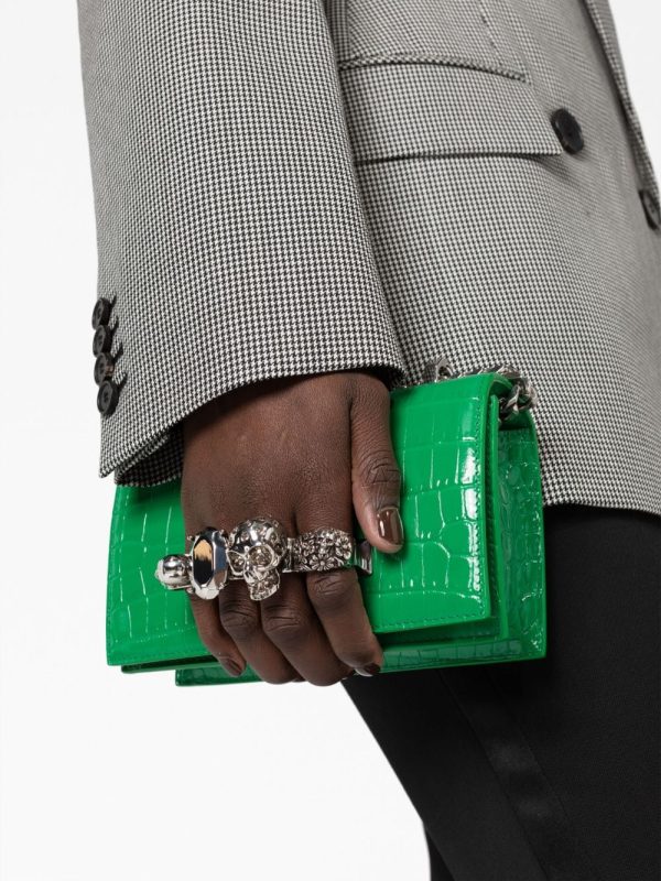 Alexander McQueen Jewelled crocodile-embossed shoulder bag - Image 5