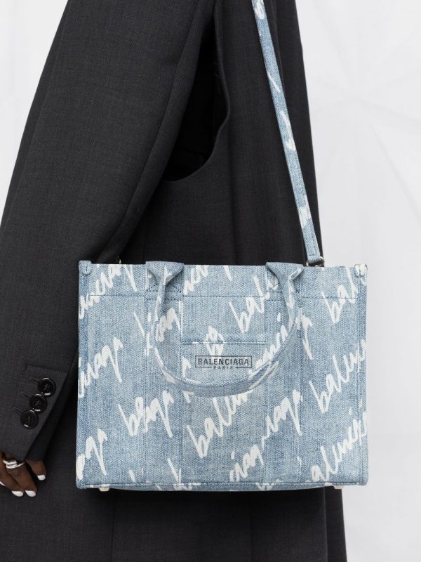 Balenciaga Hardware logo-print denim tote bag - Image 3