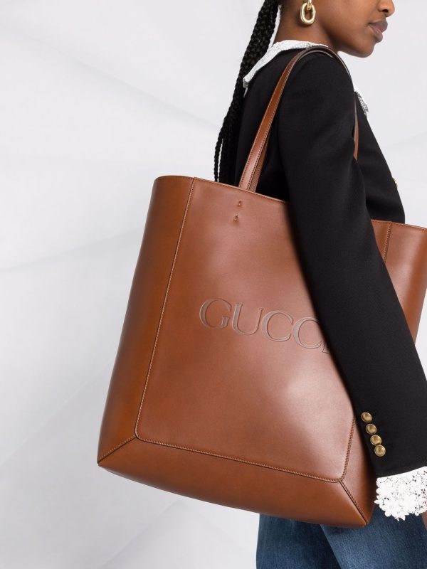 Gucci debossed leather tote - Image 3