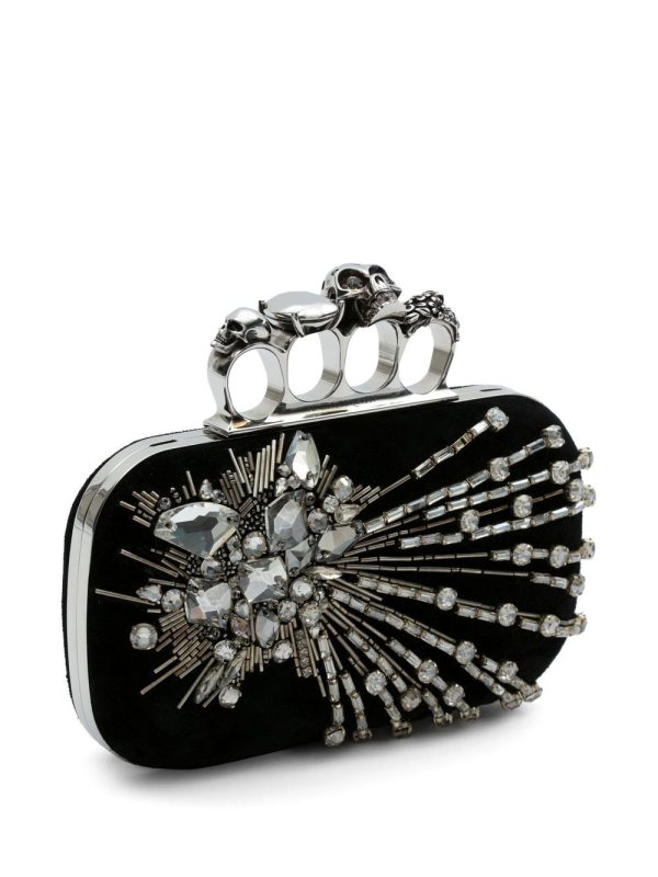 Alexander McQueen Skull Four Ring crystal-embellished clutch bag - Image 3