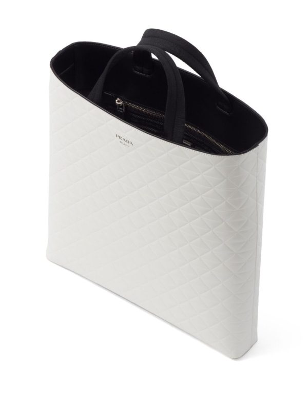 Prada embossed-triangles leather tote bag - Image 3