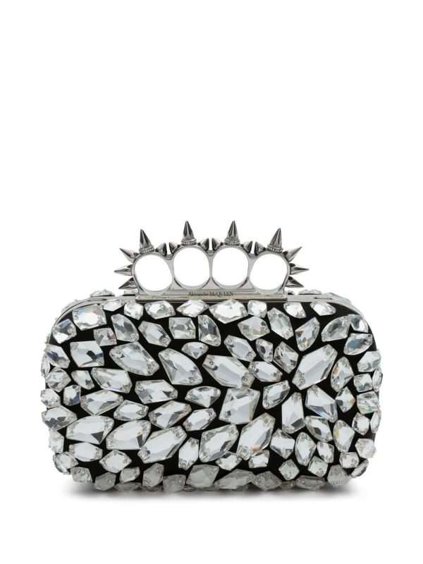Alexander McQueen crystal-embellishment four-ring clutch bag - Image 5