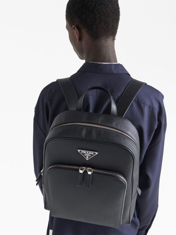 Prada Saffiano-leather triangle-logo backpack - Image 3