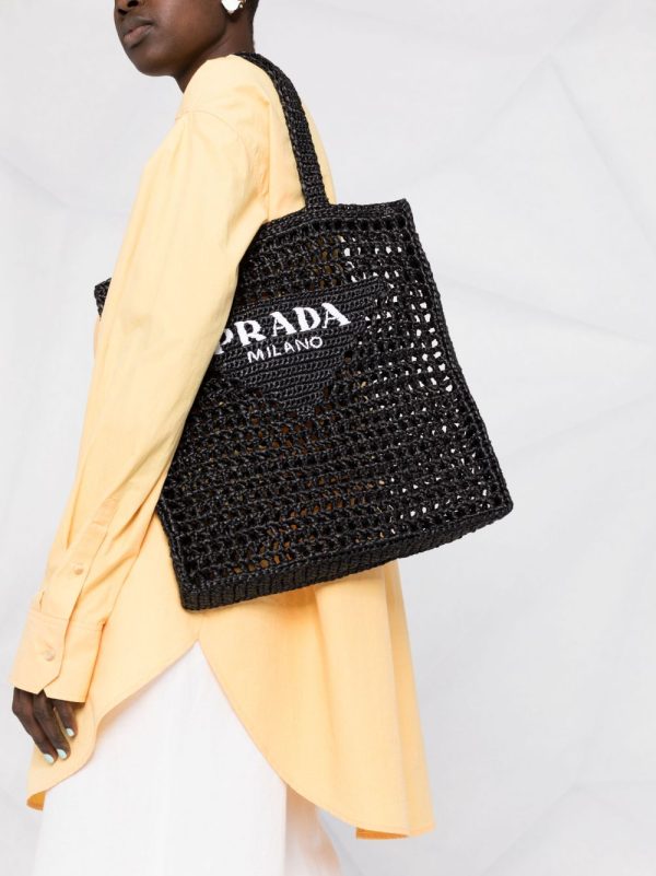 Prada interwoven-design logo-print shoulder bag - Image 3