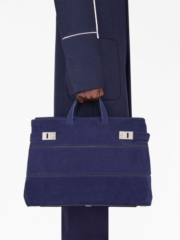Ferragamo Gancini-plaque suede tote bag - Image 3