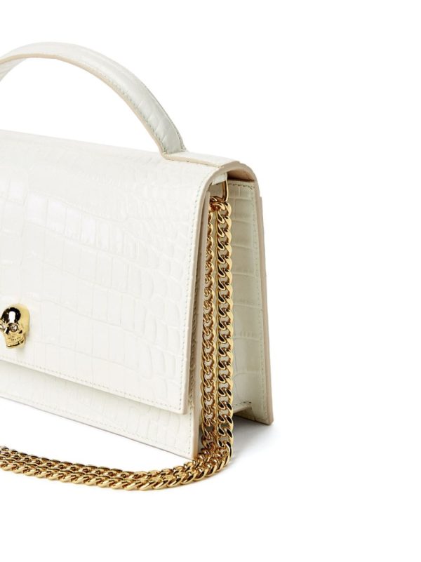 Alexander McQueen medium Skull croc-embossed shoulder bag - Image 3