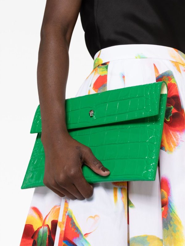 Alexander McQueen crocodile-embossed envelope clutch bag - Image 5