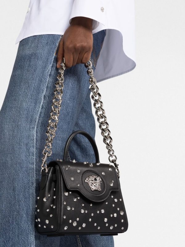Versace small La Medusa studded top-handle bag - Image 3