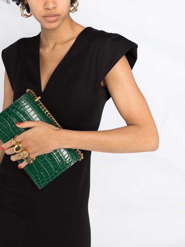 Alexander McQueen Jewelled crocodile-effect satchel - Image 5